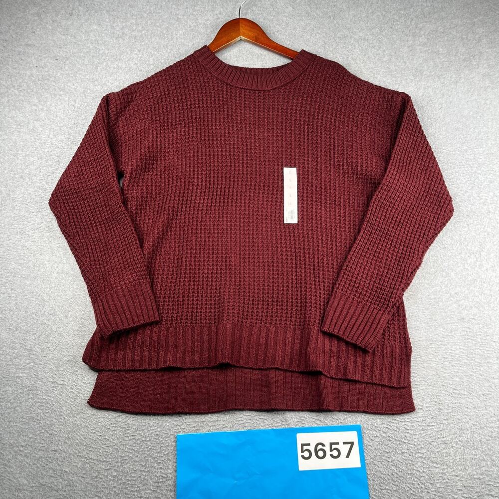 So Good For Life Knit Sweater Womens Large Burgundy Casual NEW
